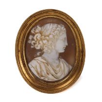 A 19th century shell cameo brooch,