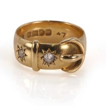 An Edwardian 18ct gold and diamond buckle ring,