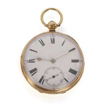 An 18ct gold key wind open faced pocket watch,