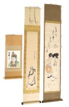 A collection of three Japanese hanging scrolls,