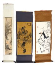 A collection of three Chinese hanging scrolls,