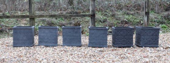 A matched set of six contemporary planters