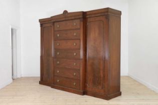 A William IV mahogany breakfront compactum wardrobe,