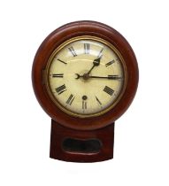 A drop dial mahogany wall timepiece