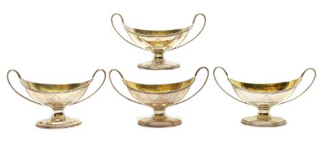 A matched set of four George III silver salts,