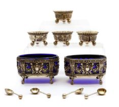 A matched set of four Victorian silver salts,