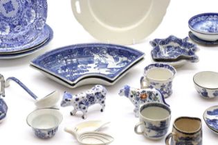 A large collection of blue and white pottery and porcelain,