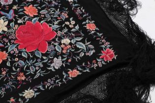 A Chinese embroidered piano shawl,
