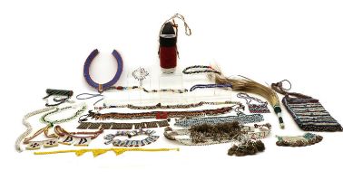 A quantity of beadwork items,