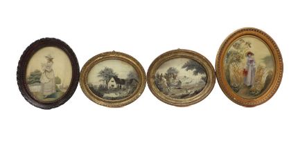 A group of four Regency silkwork pictures,