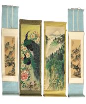 A pair of Chinese hanging scrolls,