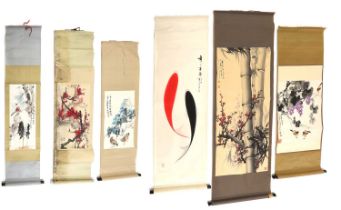 A collection of six Chinese hanging scrolls,