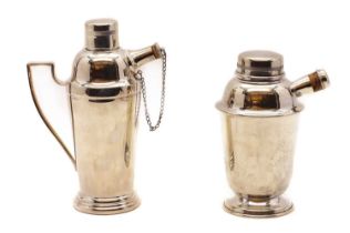 Two silver plated cocktail shakers