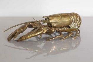 A brass novelty lobster inkstand,