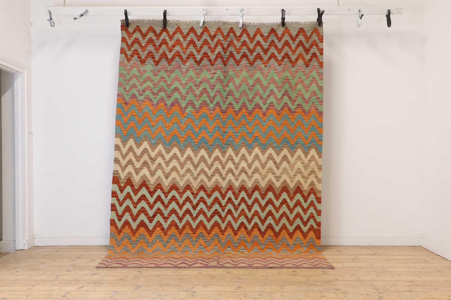 A Missoni-inspired flat-weave kelim rug,