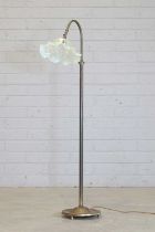 A straw opalescent glass standard lamp,