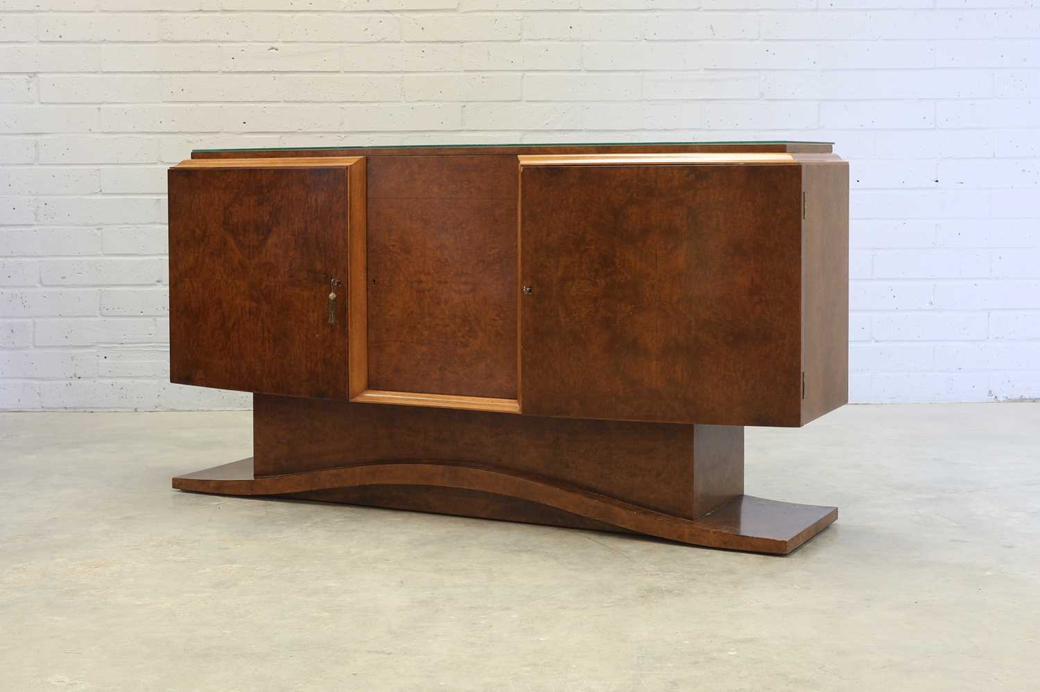 An Art Deco burr walnut sideboard, - Image 2 of 5