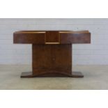 A French Art Deco walnut console table,