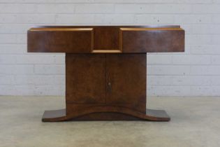 A French Art Deco walnut console table,