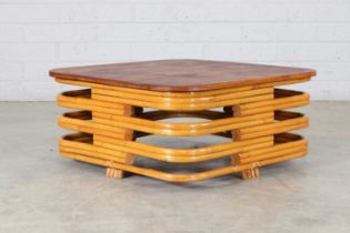 A bamboo and rattan 'Pretzel' coffee table,