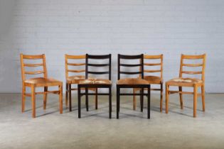 A set of six French oak chairs,