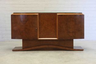 An Art Deco burr walnut sideboard,