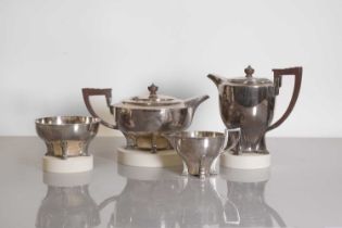 An Art Deco silver-plated four-piece tea set,