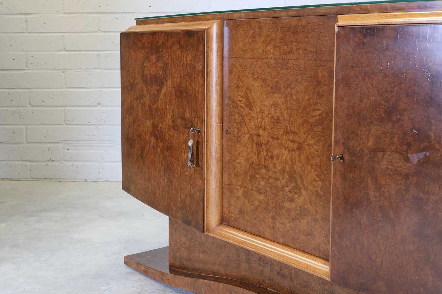 An Art Deco burr walnut sideboard, - Image 4 of 5