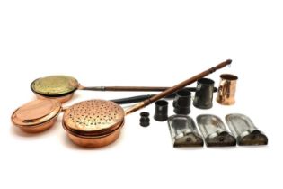 A collection of copper and metalware