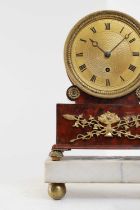 A Regency ormolu, tortoiseshell and marble mantel clock,