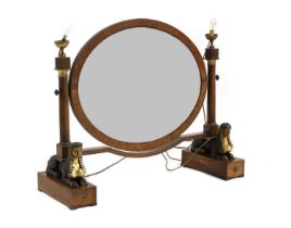 An Empire mahogany dressing table mirror