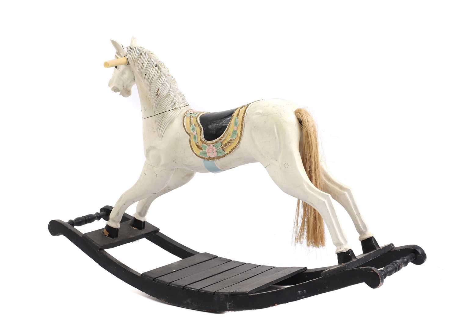 A painted wood rocking horse - Image 4 of 4