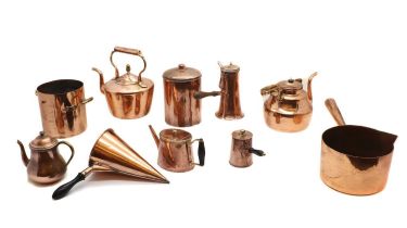 A collection of copper items,
