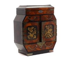 A Japanese parquetry and lacquer table cabinet