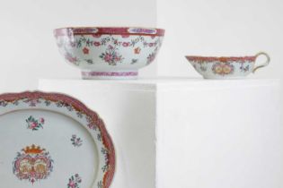 An export armorial porcelain part dinner service,