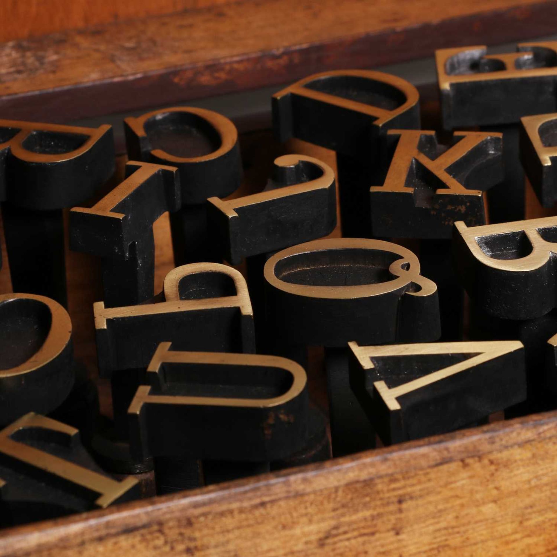 A set of brass alphabet bookbinder's lettering tools, - Image 2 of 6