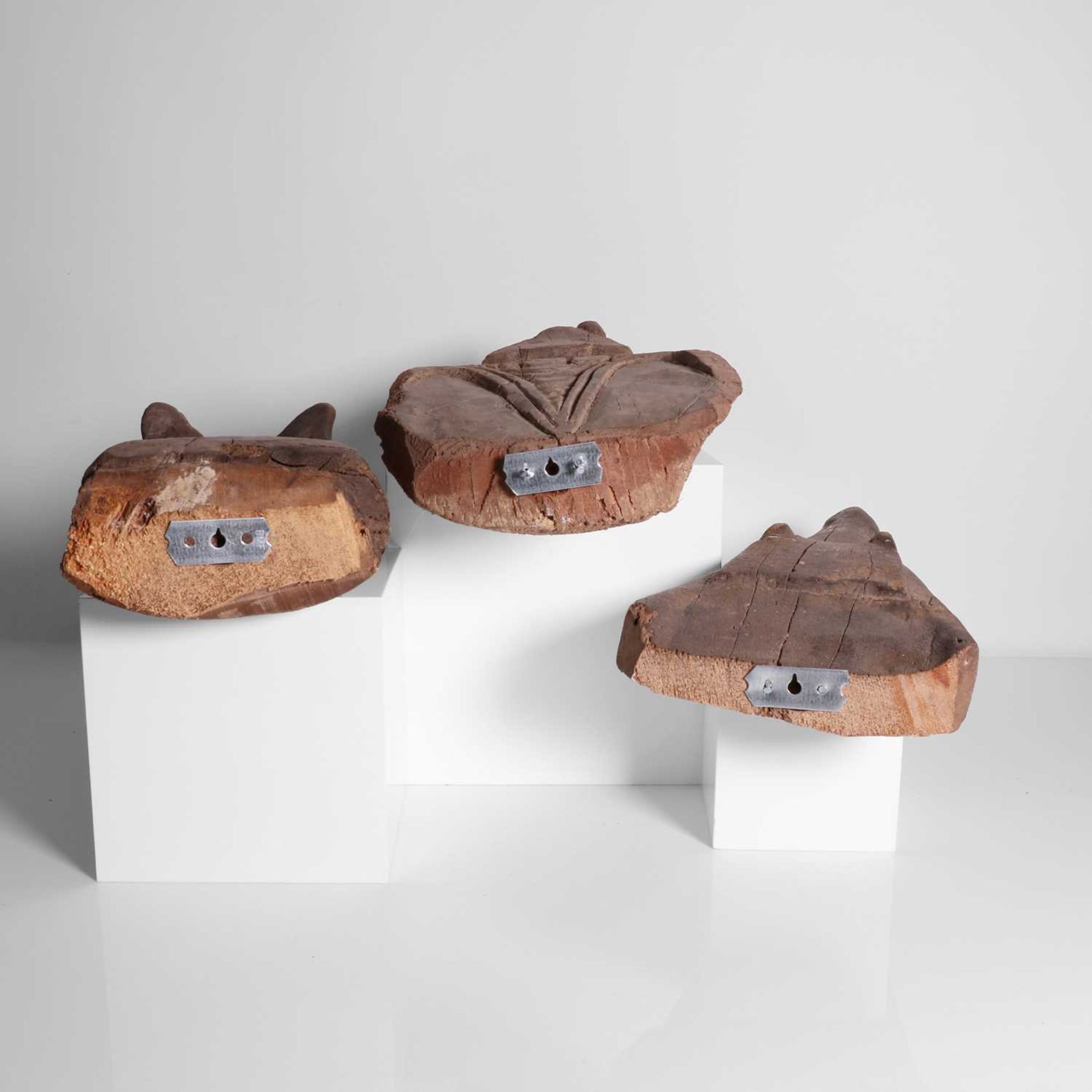 A group of three carved crocodile boat prows, - Image 7 of 7