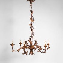 A gilt-metal six-light chandelier,