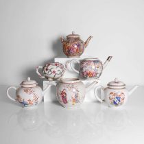 A collection of six Chinese porcelain teapots,