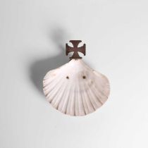 A silver-mounted christening shell,