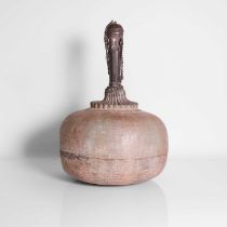 A Mughal silver-mounted zinc cooling bottle,