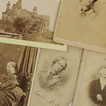A group of five carte de visite related to Charlotte Brontë,