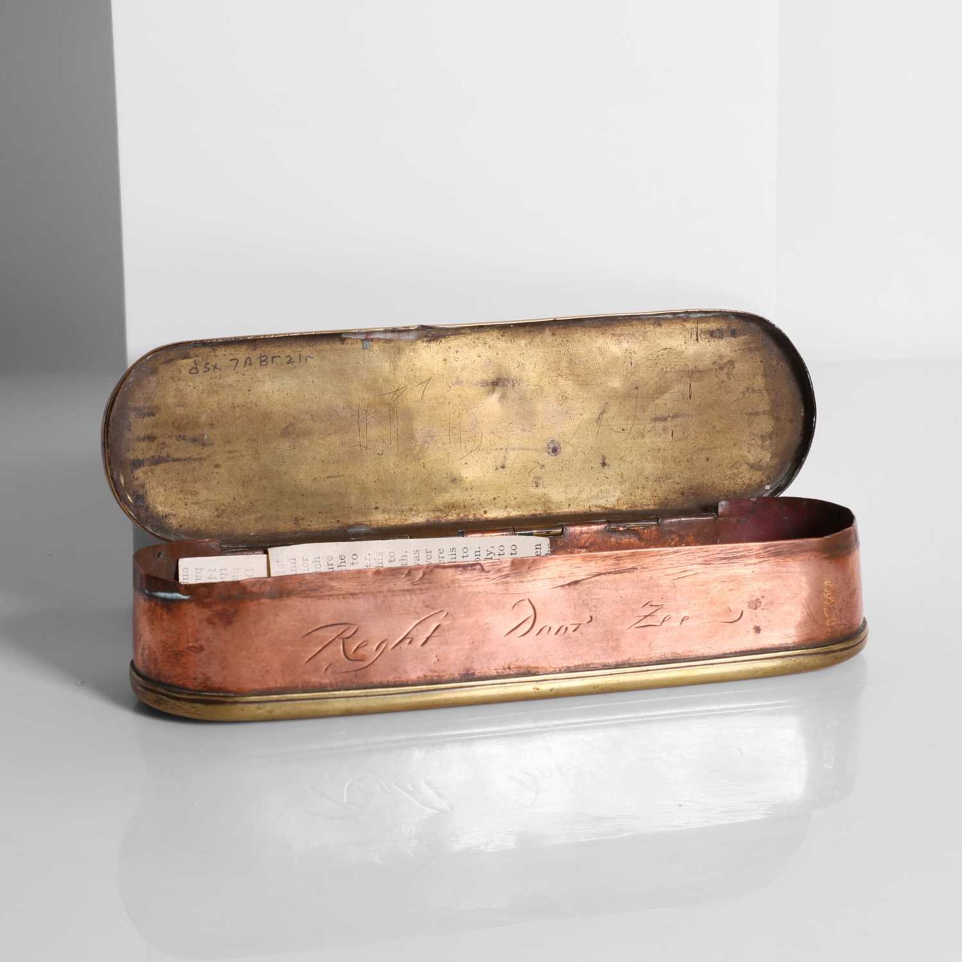 A brass and copper tobacco box, - Image 4 of 6