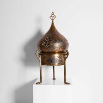 A Cairo ware brass incense burner,