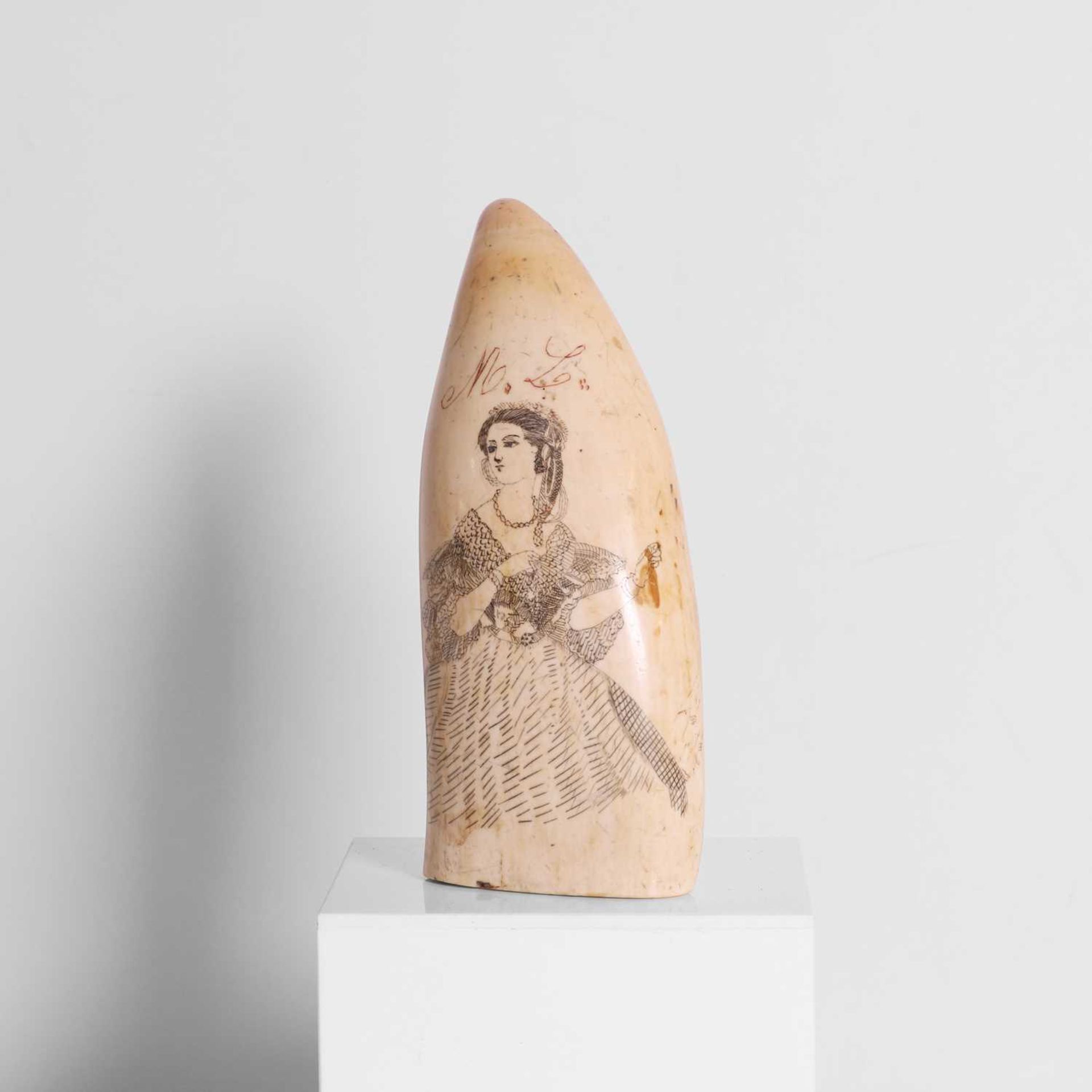 A scrimshaw-decorated sperm whale's tooth, - Image 2 of 5