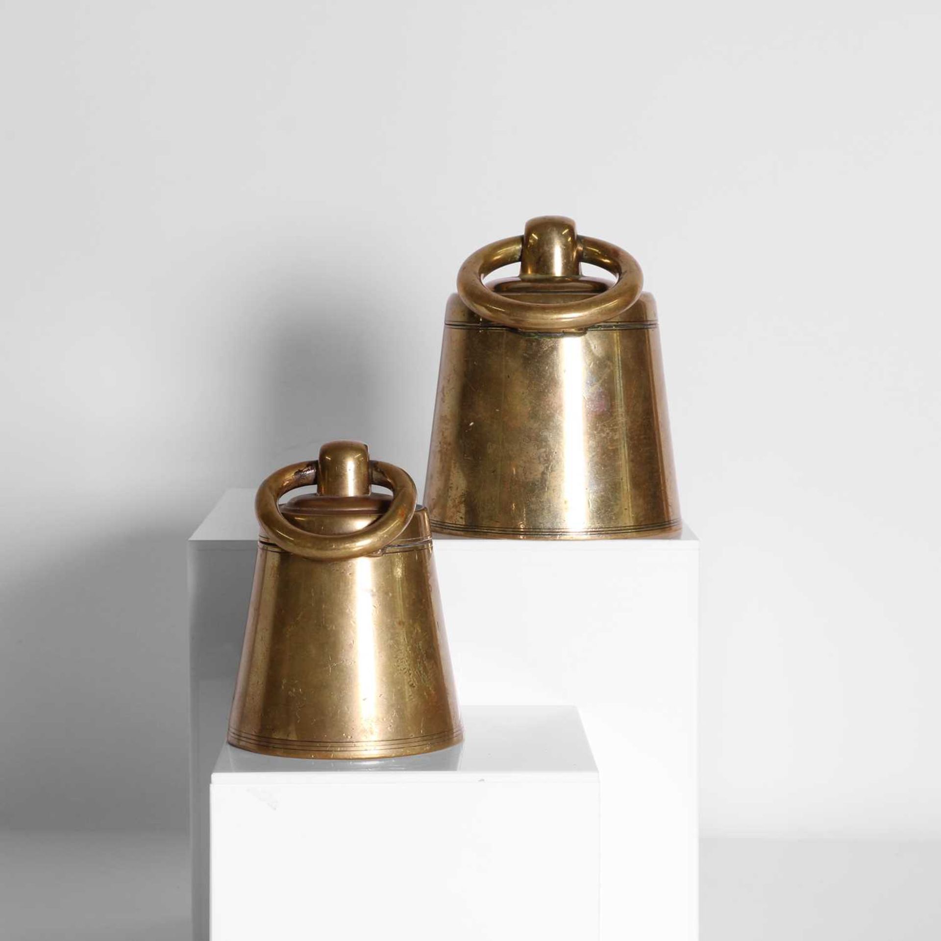 Two brass inkwells, - Image 3 of 5