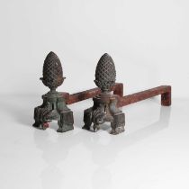 A pair of bronze firedogs,