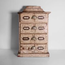 A painted pine folk art spice cabinet,