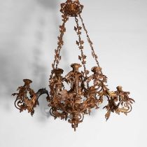 A gilt-metal twelve-light chandelier,