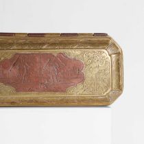 A brass and copper tobacco box,